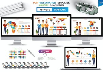 人物插画世界国家地图keynote模板 - 顶尖PPT