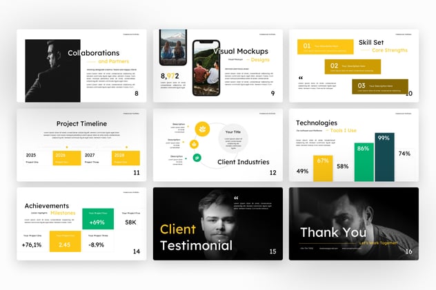 自由职业者个人作品集展示PPT模板 - 顶尖PPT