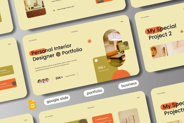 奶油色现代设计室内PPT模板 - 顶尖PPT