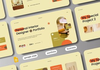 奶油色现代设计室内PPT模板 - 顶尖PPT