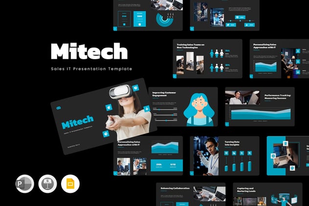 销售IT解决方案黑色系PPT模板 - 顶尖PPT