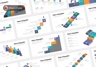 楼梯阶梯上升信息图形PPT模板 - 顶尖PPT