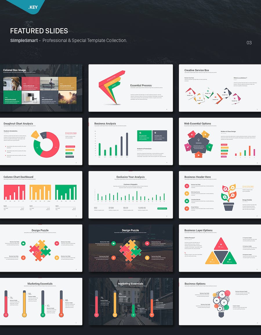 简约创意商务风格数据图形keynote模板 - 顶尖PPT