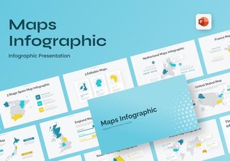 简约地图信息图形PPT模板 - 顶尖PPT