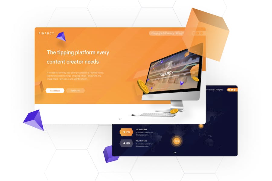 橙色财务数据分析汇报PPT模板 - 顶尖PPT