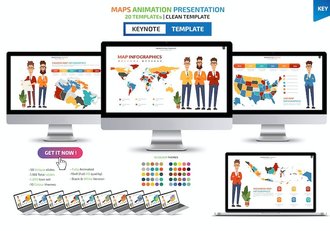 人物插画世界国家地图keynote模板 - 顶尖PPT