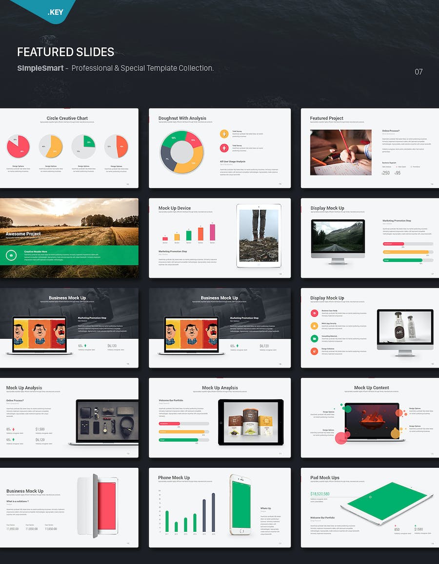 简约创意商务风格数据图形keynote模板 - 顶尖PPT