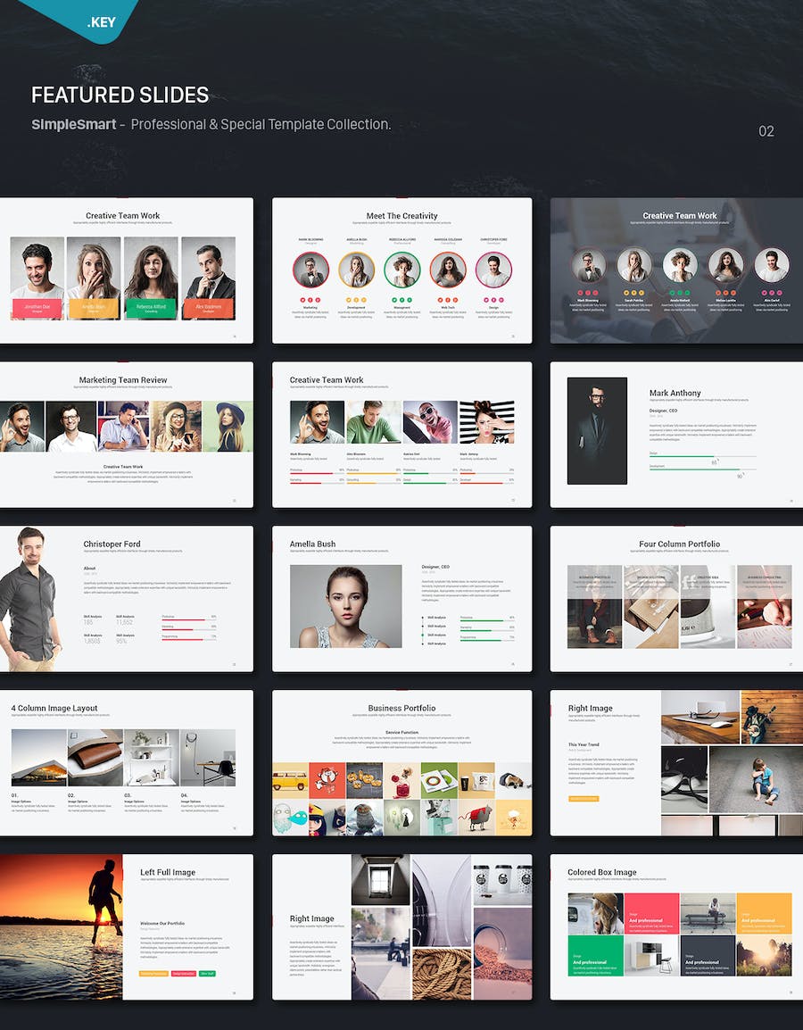 简约创意商务风格数据图形keynote模板 - 顶尖PPT