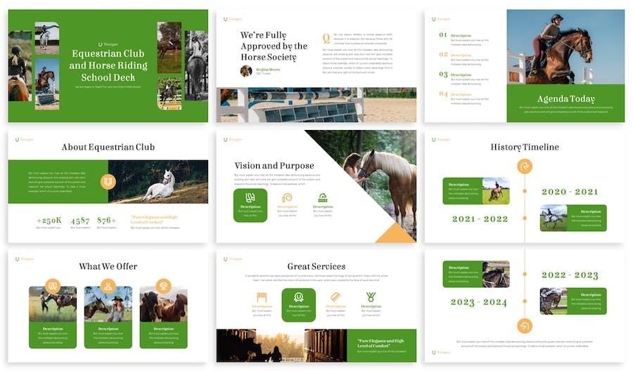 骑兵马术马场骑马运动主题国外PPT模板 - 顶尖PPT
