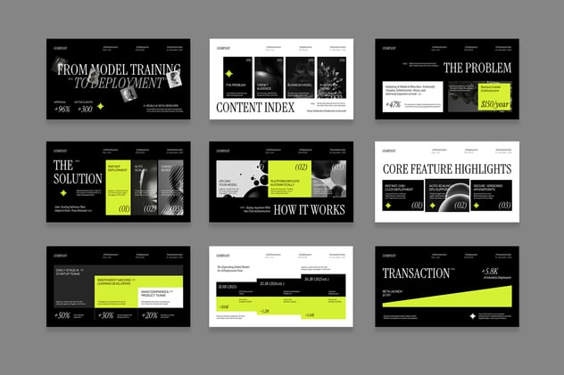 黑绿色现代AI人工智能PPT模板 - 顶尖PPT