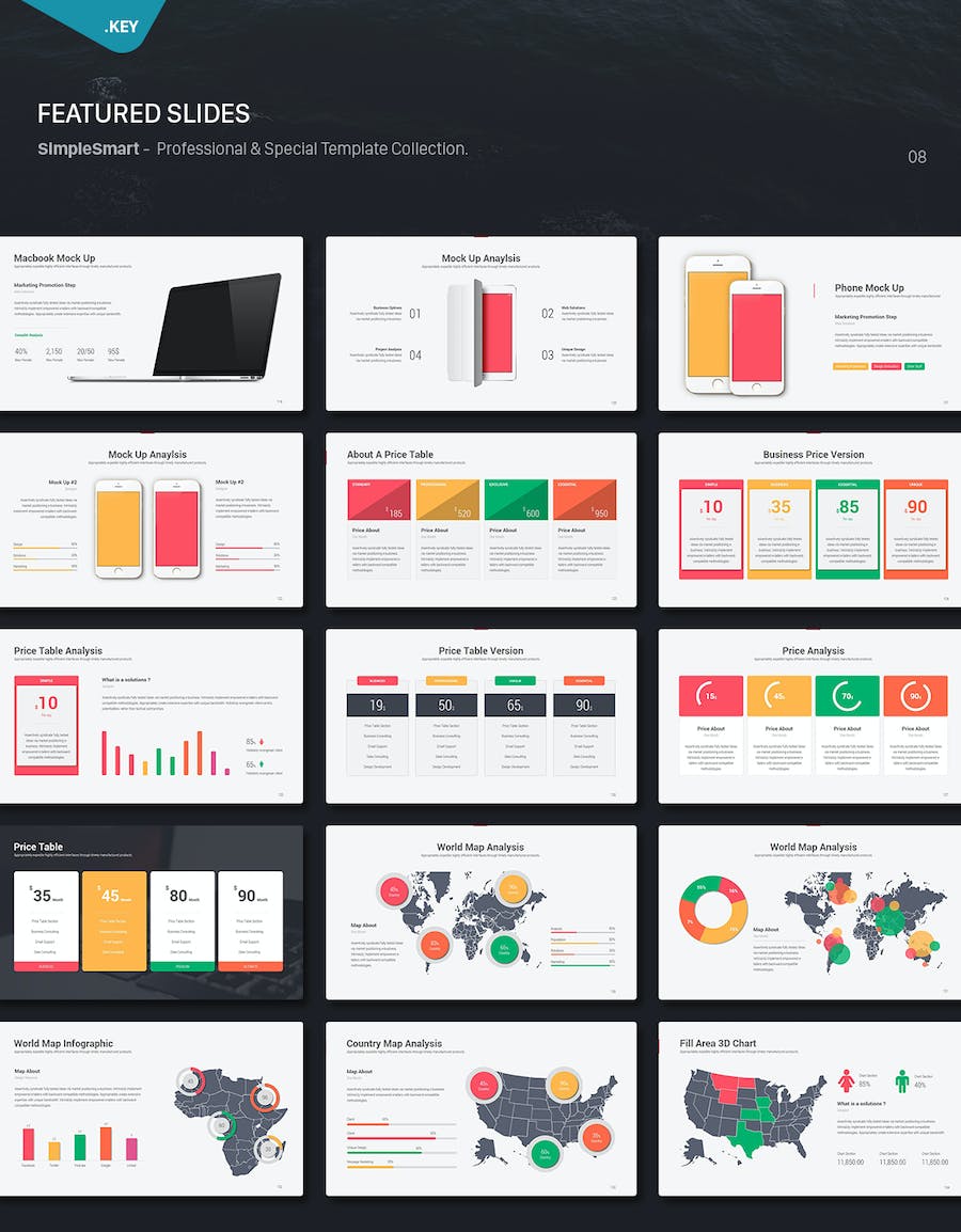简约创意商务风格数据图形keynote模板 - 顶尖PPT