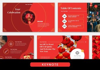 中国新年节日庆祝文化传播keynote模板 - 顶尖PPT