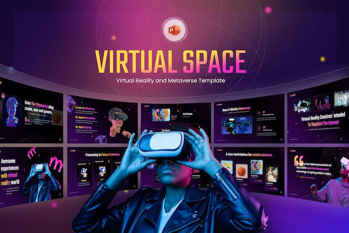 创意VR智能虚拟现实技术介绍PPT模板 - 顶尖PPT