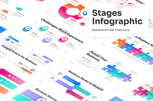 阶段式可视化数据信息展示图形keynote模板 - 顶尖PPT