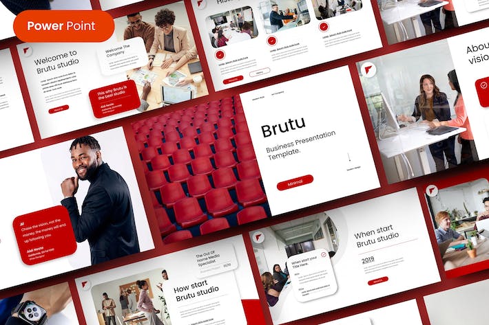 红色商务风格PowerPoint模板 - 顶尖PPT