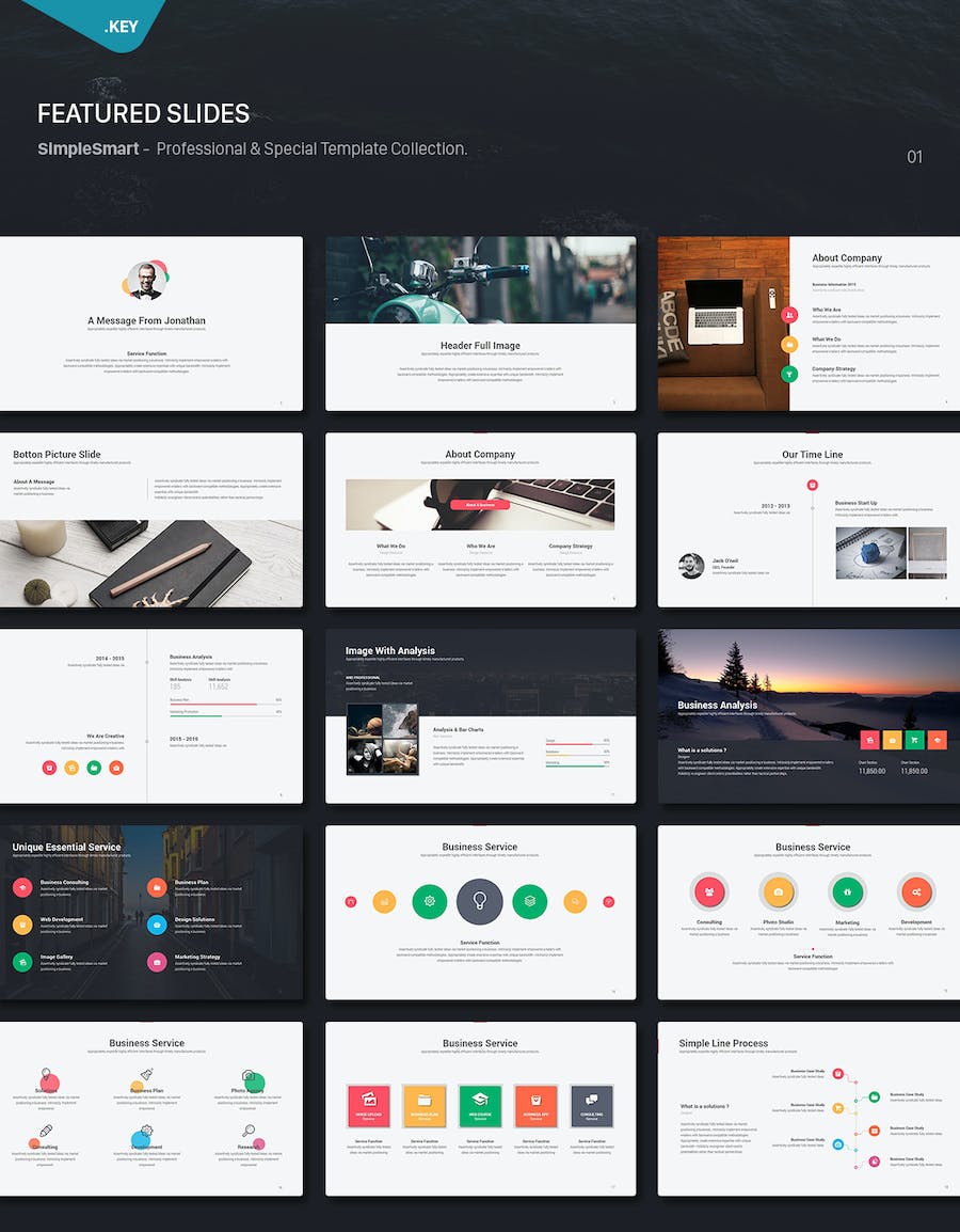 简约创意商务风格数据图形keynote模板 - 顶尖PPT