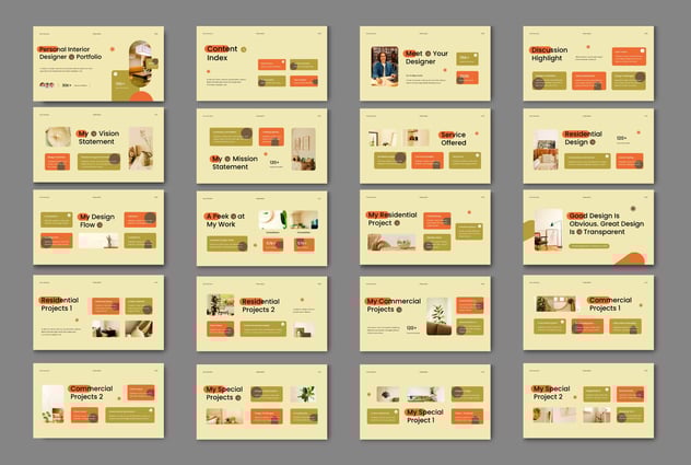 奶油色现代设计室内PPT模板 - 顶尖PPT