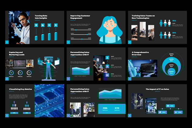 销售IT解决方案黑色系PPT模板 - 顶尖PPT