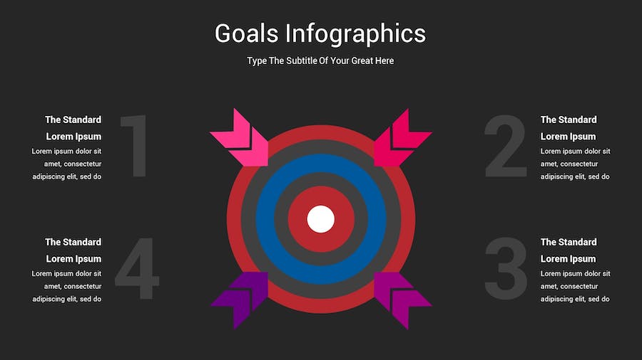 目标信息图表深色主题Keynote模板 - 顶尖PPT