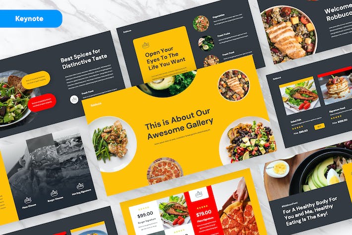 餐饮行业餐厅推广主题演讲展示Keynote模板 - 顶尖PPT