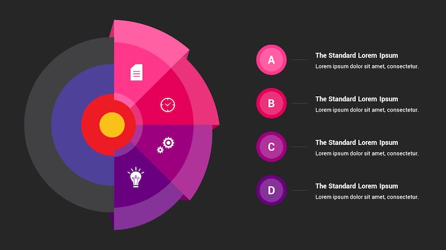 目标信息图表深色主题Keynote模板 - 顶尖PPT
