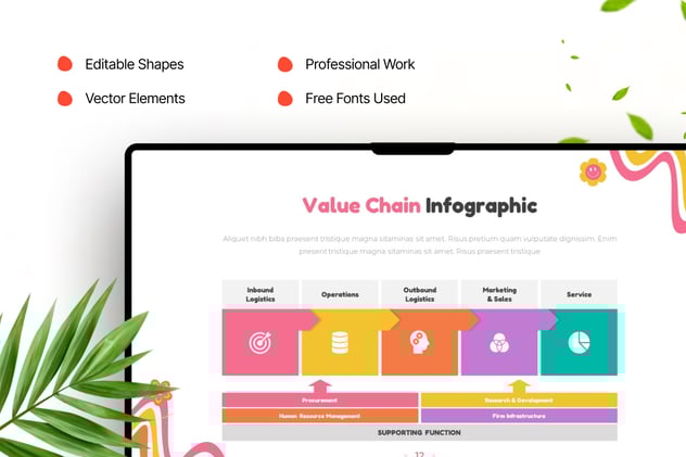 彩色链接关系图形PPT模板 - 顶尖PPT