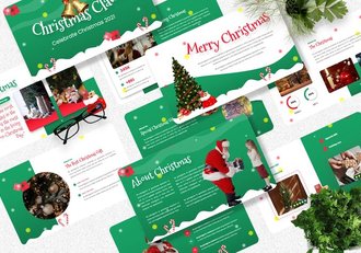 圣诞老人送礼物新年快圣诞活动派对PPT模板 - 顶尖PPT