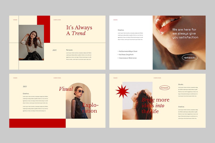 创意工作室品牌设计作品集PPT模板 - 顶尖PPT