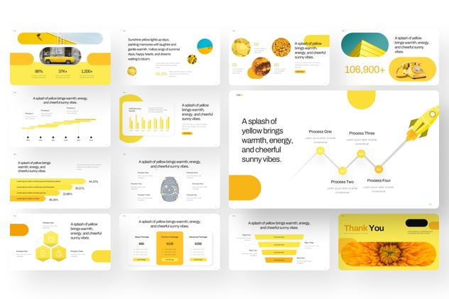 黄色系简约文艺风格PPT动画模板 - 顶尖PPT