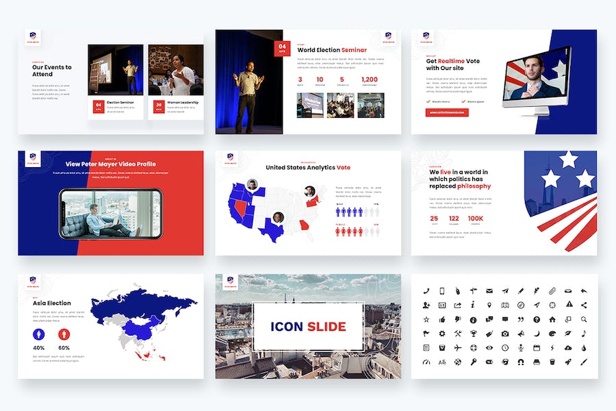 欧美政治选举主题keynote模板 - 顶尖PPT