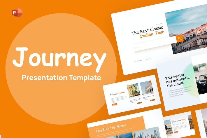 创意橙色旅游度假景点介绍展示PPT模板 - 顶尖PPT