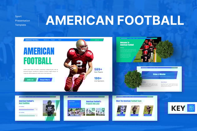 美式足球体育主题keynote模板 - 顶尖PPT