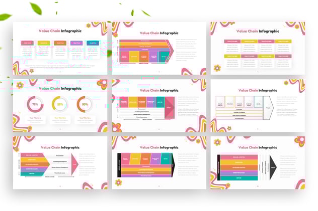 彩色链接关系图形PPT模板 - 顶尖PPT