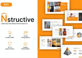 橙黄色工地建筑施工安全展示通用keynote模板 - 顶尖PPT