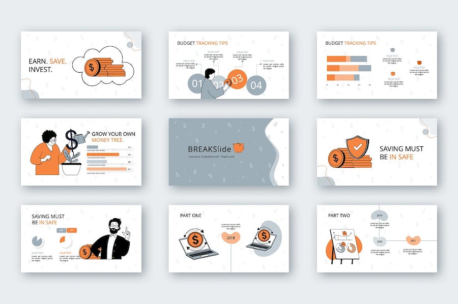 卡通人物插画金融理财主题PPT图解 - 顶尖PPT