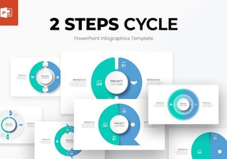 2步骤圆形循环图形PPT模板 - 顶尖PPT