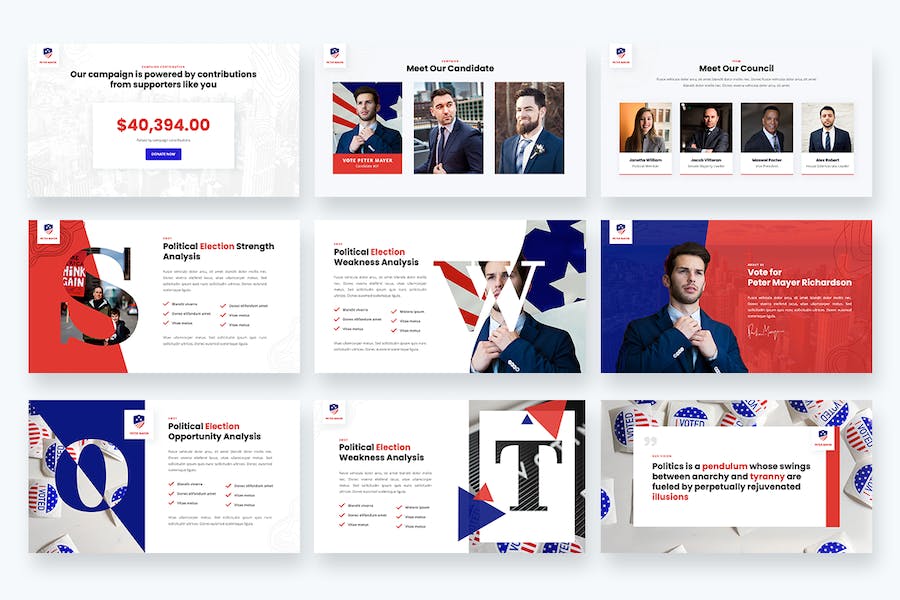 欧美政治选举主题keynote模板 - 顶尖PPT
