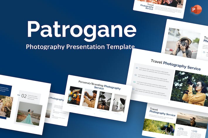 蓝色极简主义摄影图片展示通用PPT模板 - 顶尖PPT