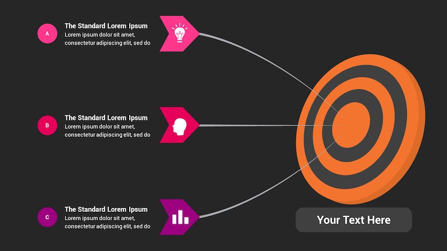 目标信息图表深色主题Keynote模板 - 顶尖PPT