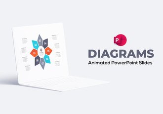 圆形风车状图表动画信息图表PPT模板 - 顶尖PPT