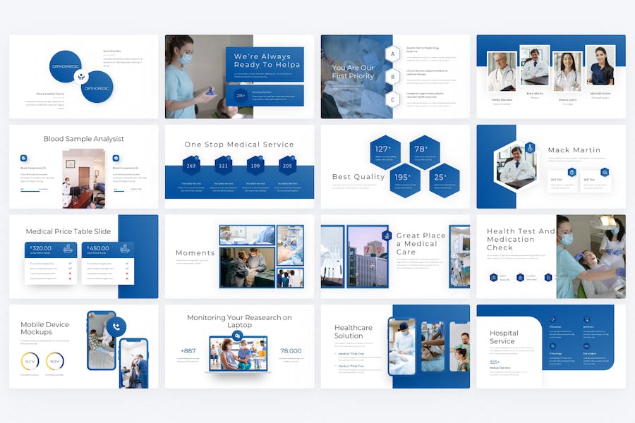 医疗保健团队介绍医院案例展示PPT模板 - 顶尖PPT