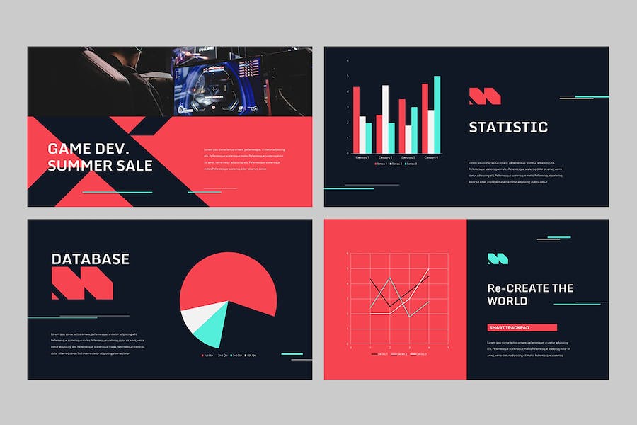 红黑色电竞游戏科技谷歌PPT模板 - 顶尖PPT