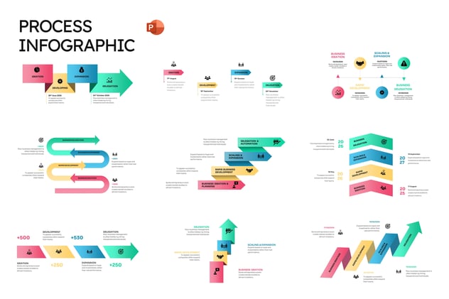 彩色流程信息图形PPT模板 - 顶尖PPT