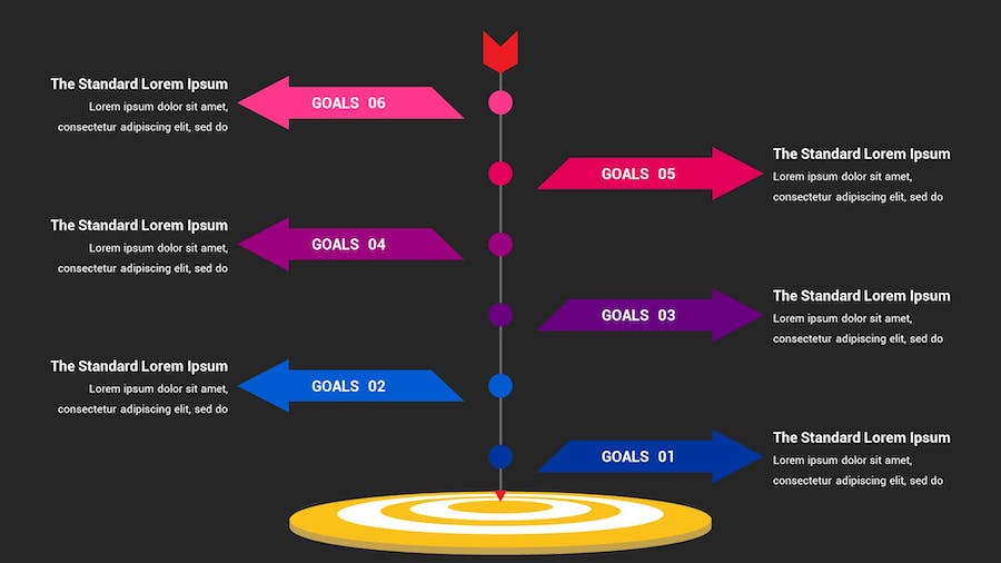 目标信息图表深色主题Keynote模板 - 顶尖PPT