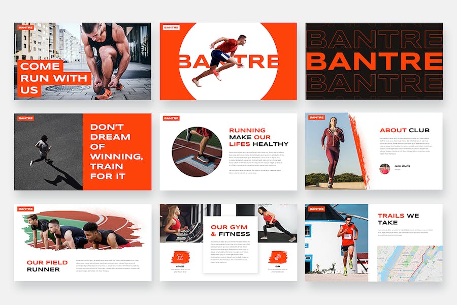 体育运动跑步健身俱乐部PPT模板 - 顶尖PPT