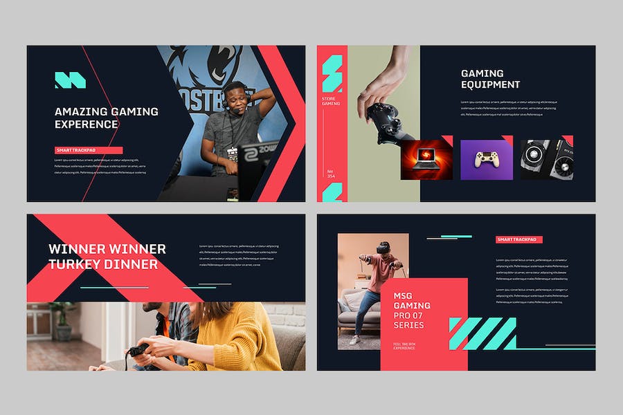 红黑色电竞游戏科技谷歌PPT模板 - 顶尖PPT