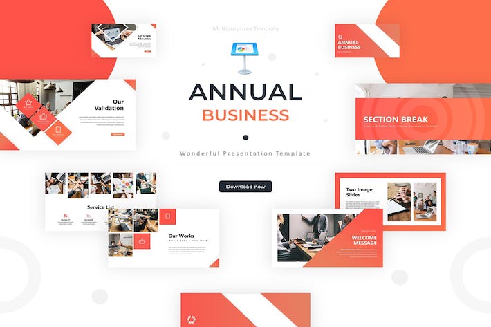 红色年度商务总结报告Keynote模板 - 顶尖PPT