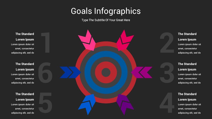 目标信息图表深色主题Keynote模板 - 顶尖PPT