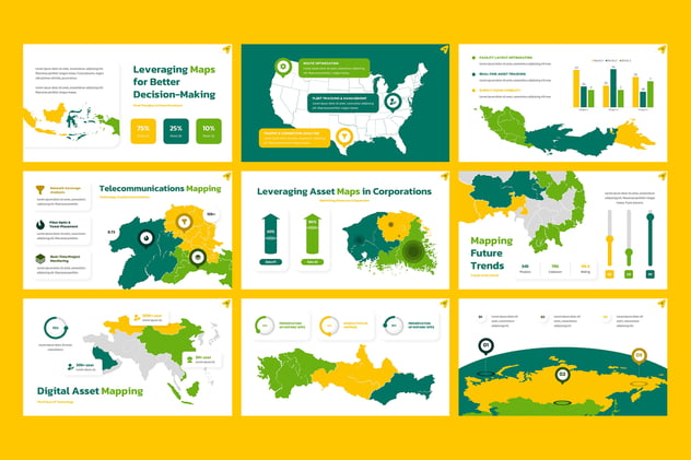 地图信息图形PPT模板 - 顶尖PPT