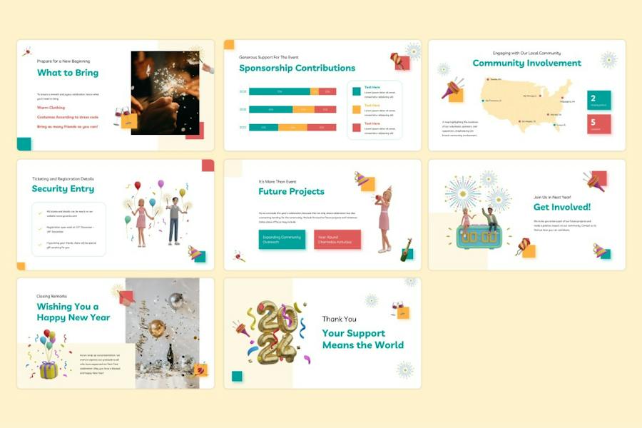 2024新年派对新年祝福新年活动策划keynote模板 - 顶尖PPT